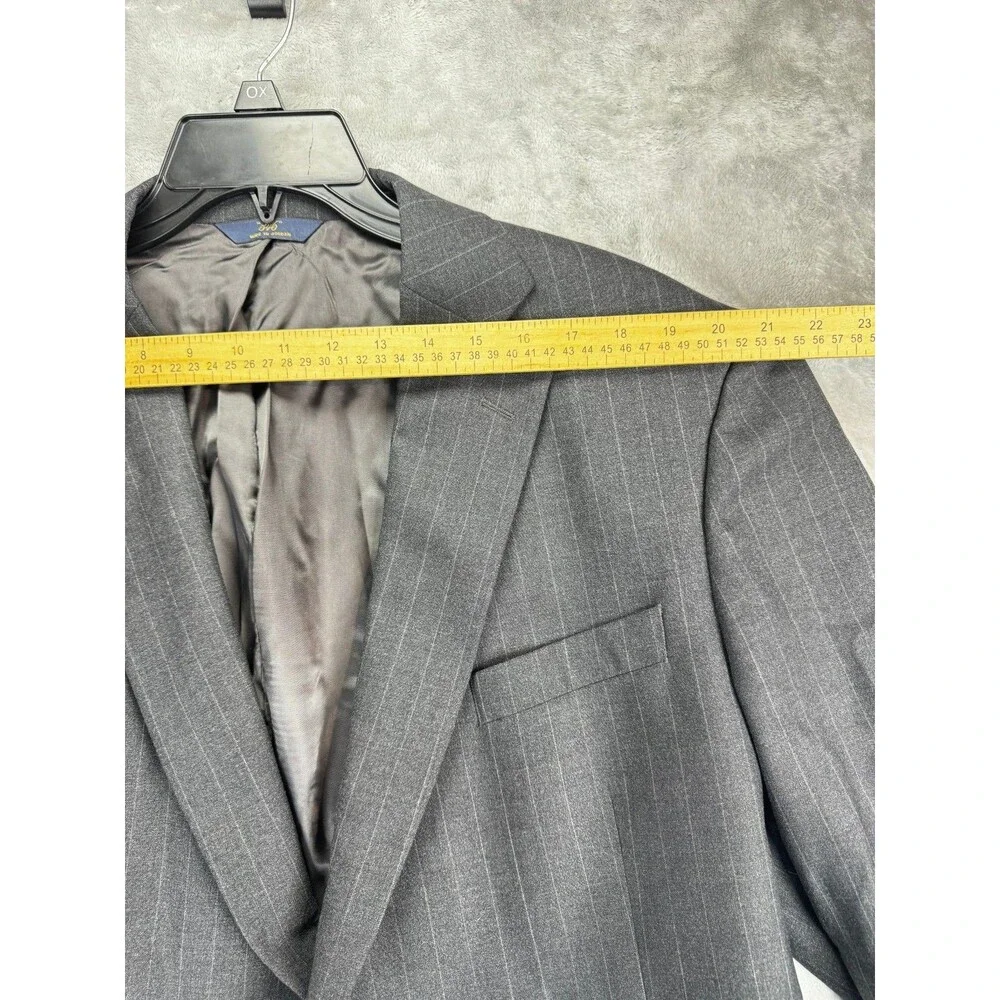 Brooks Brothers 346 Mens Blazer 48L Gray Pinstripe Wool Stretch Luxury